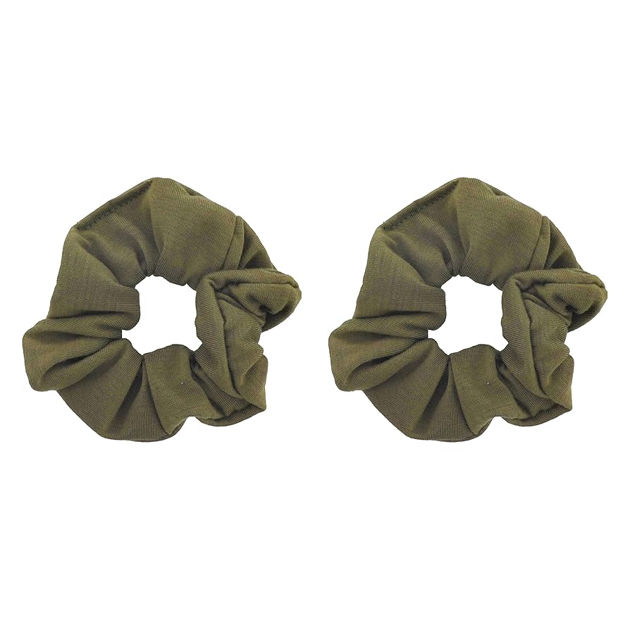 Amazon.com : Set of 2 Solid Scrunchies (Olive Green